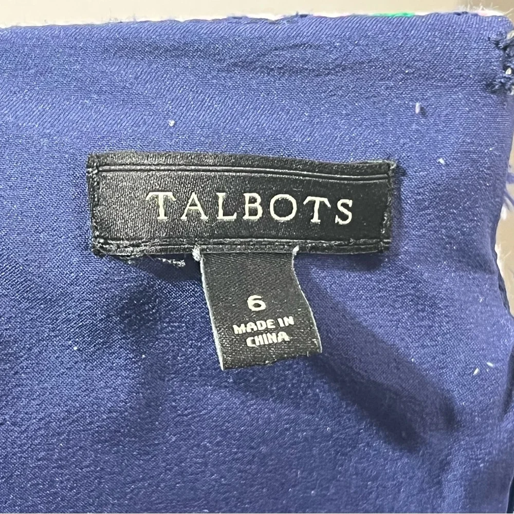Talbots Sheath Dress Size 6 Multicolor Navy Green Pink Print Sleeveless - Picture 7 of 8